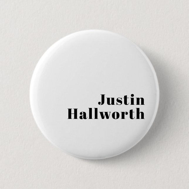 Retro Modern Minimal Name or Business Template 6 Cm Round Badge (Front)