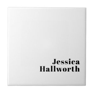 Retro Modern Minimal Name or Business Template Ceramic Tile