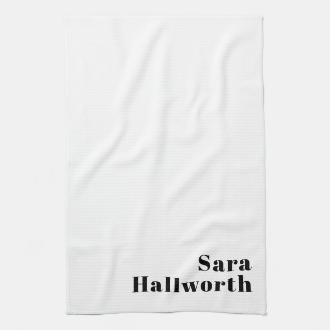 Retro Modern Minimal Name or Business Template Tea Towel (Vertical)