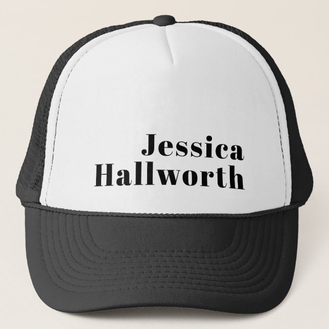 Retro Modern Minimal Name or Business Template Trucker Hat (Front)
