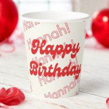 Retro Modern Minimalist Bubble Letters Birthday