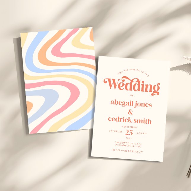 Retro Modern Minimalist Pastel Summer Wedding Invitation (Creator Uploaded)