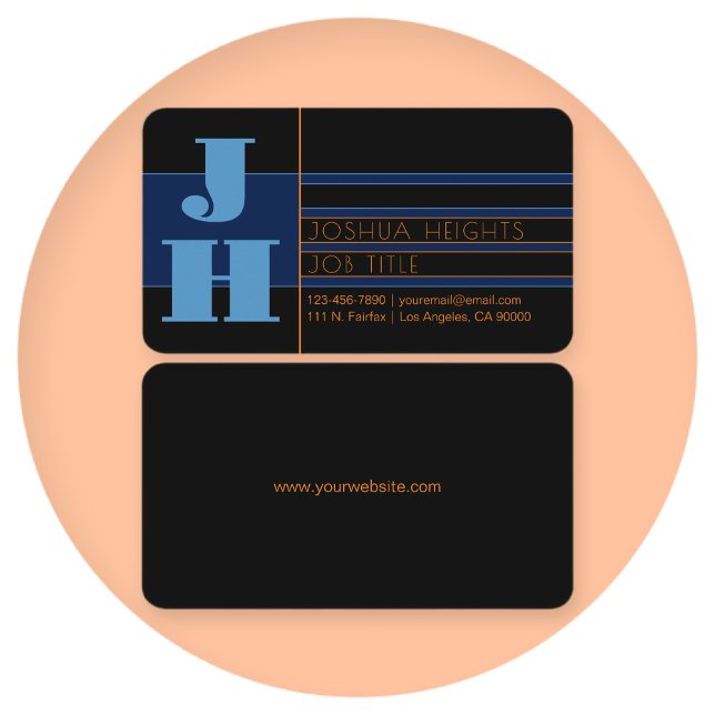 Retro-modern Monogram & Editable Shapes & Colours Business Card (Creator Uploaded)