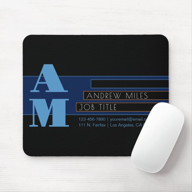 Retro-modern Monogram & Editable Shapes & Colours Mouse Pad (With Mouse)