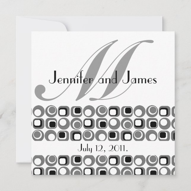 Retro Modern Monogram Wedding Invitation (Front)
