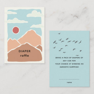 Retro Modern Mountains Art Print Diaper Raffle Enclosure Card