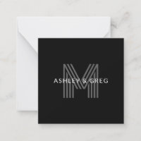 Retro Modern Name/s Editable Monogram Black & Grey