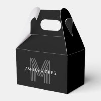 Retro Modern Name/s Editable Monogram Black & Grey