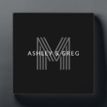 Retro Modern Name/s Editable Monogram Black & Grey Plaque<br><div class="desc">Stylish customisable retro-modern monogram,  edit as you wish!</div>