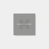 Retro Modern Name/s Editable Monogram Grey