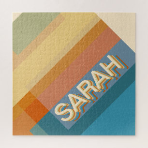 Retro-Modern Name w/Geometric Shapes & Colours Jigsaw Puzzle