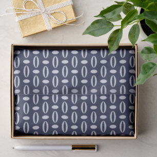 Retro Modern Navy Blue Ovals Geometric Pattern Tissue Paper