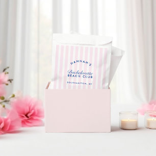Retro Modern Navy & Pink Stripes Bachelorette Favour Bag