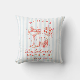 Retro Modern Orange & Blue Stripes Bachelorette Cushion