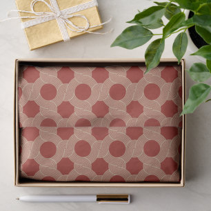 Retro modern Orange Brown Seventies Geometric Art Tissue Paper
