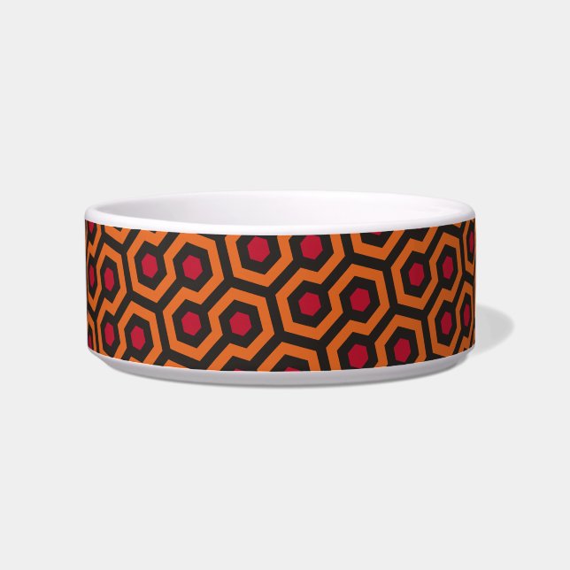 Retro Modern Orange Red Brown Hexagon Pattern Bowl (Left)