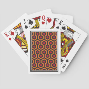 Retro Modern Orange Red Brown Hexagon Pattern Playing Cards