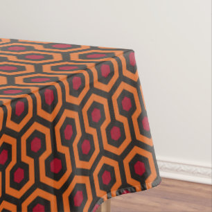 Retro Modern Orange Red Brown Hexagon Pattern Tablecloth