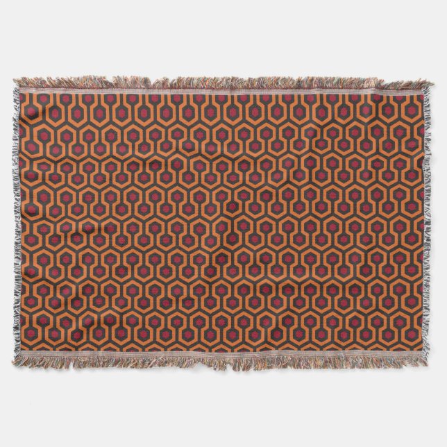 Retro Modern Orange Red Brown Hexagon Pattern Throw Blanket (Front)