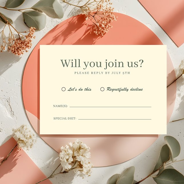 Retro Modern Pastel Ivory Funky Wedding RSVP Card (Creator Uploaded)