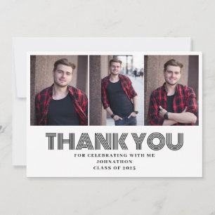 Retro Modern Photo Graduation Thank You Card