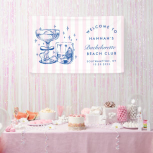Retro Modern Pink & Blue Bachelorette Weekend Banner