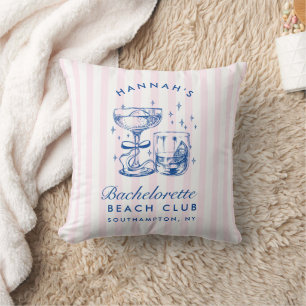 Retro Modern Pink & Blue Bachelorette Weekend Cushion