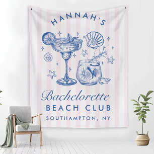 Retro Modern Pink & Blue Bachelorette Weekend Tapestry