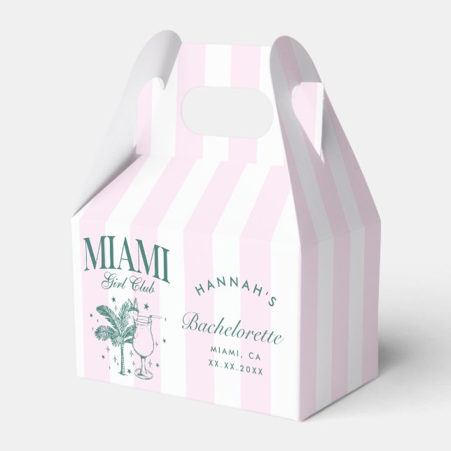 Retro Modern Pink & Green Miami Bachelorette Party Favour Box (Front Side)