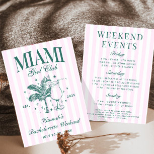 Retro Modern Pink & Green Miami Bachelorette Party Invitation