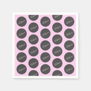 Retro-modern Pink & Grey Modern Polka Dot Design Napkin