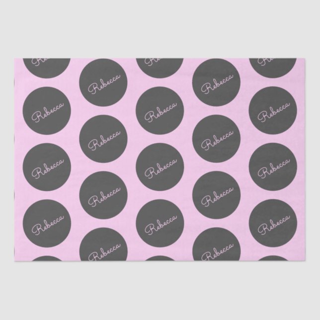 Retro-modern Pink & Grey Modern Polka Dot Design Tissue Paper (Front)