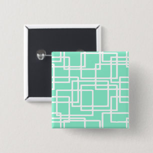 Retro Modern Rectangles On Diluted Aqua 15 Cm Square Badge