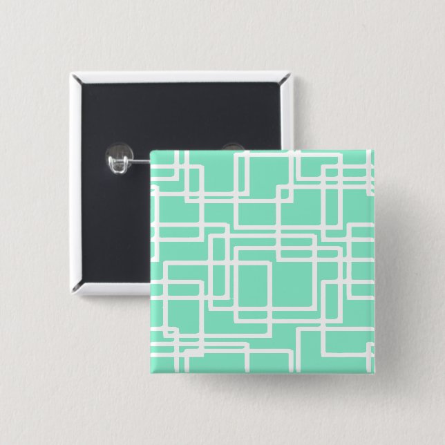 Retro Modern Rectangles On Diluted Aqua 15 Cm Square Badge (Front & Back)