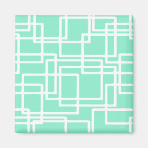 Retro Modern Rectangles On Diluted Aqua Magnet