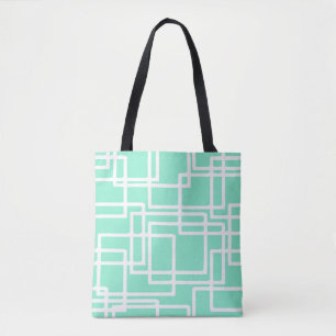 Retro Modern Rectangles On Diluted Aqua Tote Bag
