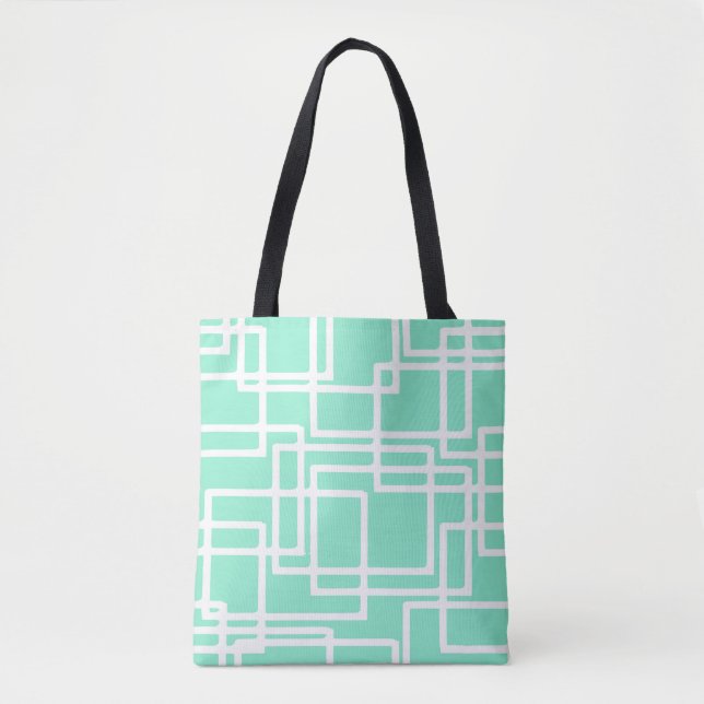 Retro Modern Rectangles On Diluted Aqua Tote Bag (Front)