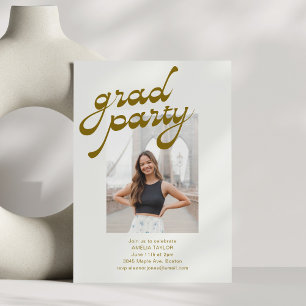 Retro Modern Script 2026 Photo Graduation Party Invitation