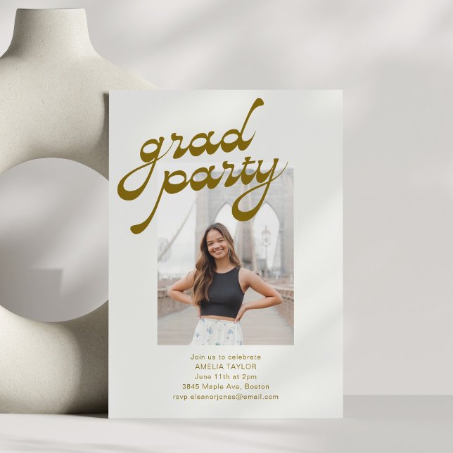Retro Modern Script 2026 Photo Graduation Party Invitation (Creator Uploaded)