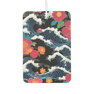 Retro Modern Seigaiha Sakura Flowers Japan party Car Air Freshener
