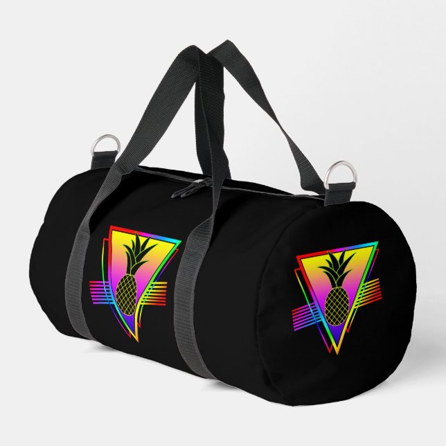 Retro Modern Silhouette Pineapple Summer Fruit Duffle Bag (Left Corner)