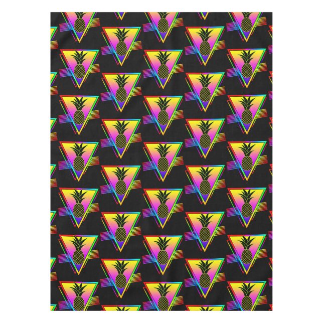 Retro Modern Silhouette Pineapple Summer Fruit Tablecloth (Front)