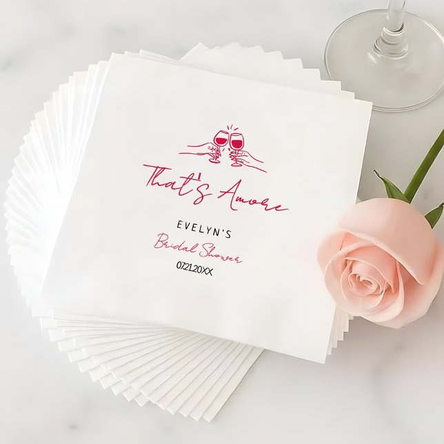 Retro Modern That's Amore Bridal Shower Party Napkin (Creator Uploaded)
