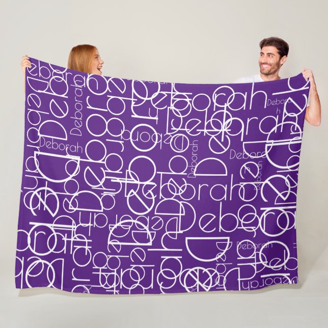 Retro Modern Typography Purple Fleece Blanket (In Situ)
