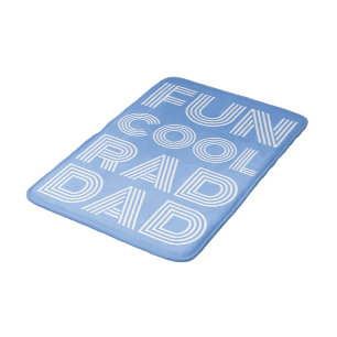 Retro modern typography rad dad funny light blue bath mat