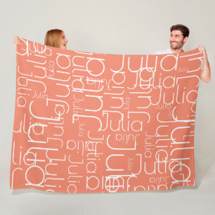 Retro Modern Typography salmon colour Fleece Blanket