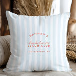 Retro Modern Vintage Blue Bachelorette Cushion<br><div class="desc">Add a touch of retro charm to your bachelorette celebration with the customisable Retro Modern Vintage Blue Bachelorette Throw Pillow. The entire text of this template is editable, allowing you to tailor it to match the unique style and theme of your celebration. Designed to complement the "Retro Modern Blue &...</div>