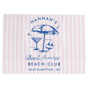 Retro Modern Vintage Blue Bachelorette Large Gift Bag