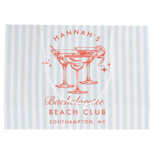 Retro Modern Vintage Blue Bachelorette Large Gift Bag