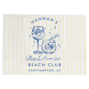 Retro Modern Vintage Blue Bachelorette Large Gift Bag